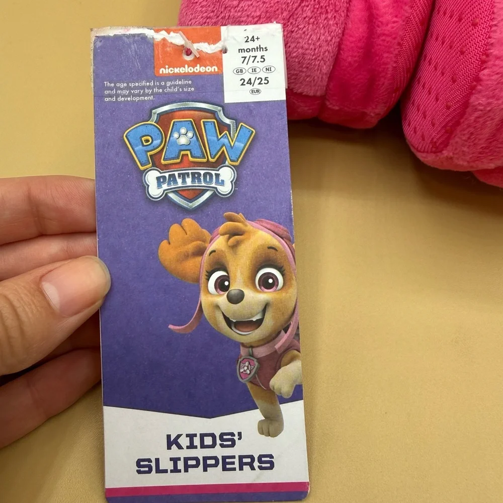 Paw Patrol Skye Girls Plush Slippers Size 7‎ Toddler Pink Character House Shoes